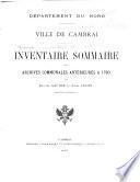 Inventaire sommaire des archives communales ...