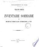 Inventaire sommaire des archives communales ...