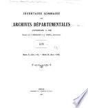 Inventaire sommaire des Archives departementales anterieures a 1790. ain