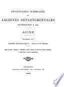 Inventaire sommaire des Archives départementales antérieures à 1790: Archives ecclésiastiques. Séries G et H additions, rédigé par A. Sabarthés et J. Poux