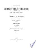 Inventaire sommaire des Archives départementales antérieures à 1790: Arrondissement de Nancy