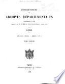 Inventaire sommaire des Archives départementales antérieures à 1790, Aube