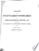 Inventaire sommaire des Archives départementales antérieures à 1790, Bas-Rhin