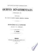 Inventaire sommaire des Archives départementales antérieures à 1790, département de la Dordogne