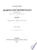 Inventaire sommaire des archives départementales antérieures à 1790, Drôme: Série E, nos 8619 à 11531