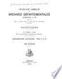Inventaire sommaire des Ârchives départementales antérieures à 1790, Haute-Saône