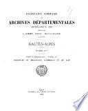 Inventaire sommaire des archives départementales antérieures à 1790, Hautes-Alpes