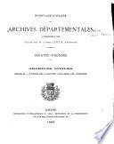 Inventaire sommaire des Archives départementales antérieures à 1790