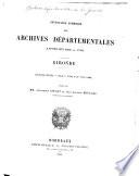 Inventaire-sommaire des Archives départementales antérieures à 1790