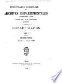 Inventaire sommaire des Archives départementales antérieures à 1790
