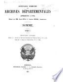 Inventaire sommaire des Archives départementales antérieures à 1790