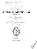 Inventaire sommaire des Archives départementales antérieures à 1790