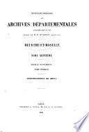 Inventaire sommaire des Archives départementales antérieures à 1790