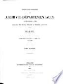 Inventaire-Sommaire des Archives Départementales Antérieures a 1790
