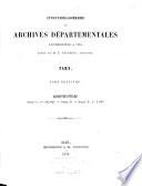 Inventaire-Sommaire des Archives Départementales Antérieures a 1790
