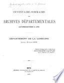 Inventaire-sommaire des Archives départementales antérieures à 1790