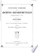 Inventaire sommaire des Archives départementales antérieures à 1790
