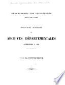 Inventaire sommaire des Archives départementales antérieures à 1790