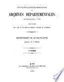 Inventaire-sommaire des archives départementales antérieures à 1790