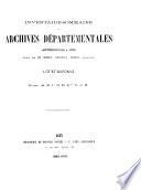 Inventaire-sommaire des Archives départementales antérieures à 1790
