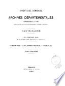 Inventaire-sommaire des archives départementales antérieures à 1790