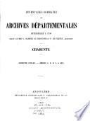 Inventaire-Sommaire des Archives Départementales Antérieures a 1790