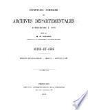 Inventaire sommaire des Archives départementales antérieures à 1790