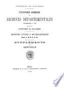 Inventaire sommaire des Archives départementales antérieures à 1790