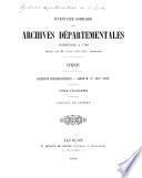 Inventaire sommaire des Archives départementales antérieures à 1790, Orne