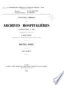 Inventaire-sommaire des Archives hospitalières antérieures à 1790