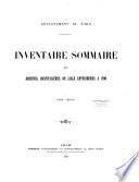Inventaire sommaire des Archives Hospitalières antérieures à 1790