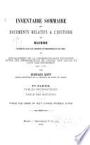 Inventaire sommaire des documents relatifs a l'histoire de Suisse conserves dans les archives et bibliotheques de Paris