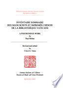 Inventaire sommaire des manuscrits et imprimeś chinois de la Bibliotheq̀ue vaticane