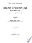 Inventaire sommaires des Archives départementales antérieures à 1790, Nord