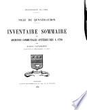 Inventaire sommaite des archives communales anterieures a 1790