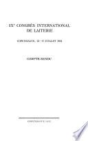 IXe Congrès international de laiterie, Copenhague, 13-17 Juillet 1931
