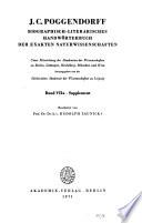 J. C. Poggendorff biographisch-literarisches Handwörterbuch der exakten Naturwissenschaften