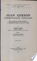 Jean Gerson Commentateur Dionysien