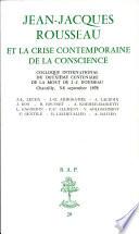 Jean-Jacques Rousseau et la crise contemporaine de la conscience
