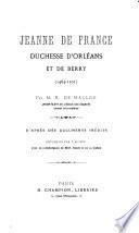 Jeanne de France, duchesse d'Orléans et de Berry (1464-1505)