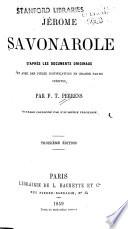 Jerome Savonarole, d'apres les documents originaux