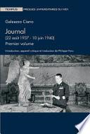 Journal (22 août 1937 - 10 juin 1940). Premier volume