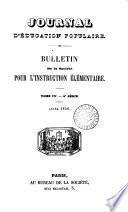 Journal d'éducation [afterw.] Bulletin [afterw.] Journal d'éducation populaire
