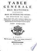 Journal des scavans. Table generale