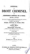 Journal du droit criminel, ou jurisprudence criminelle de la France