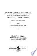 Journal général d'annonces des œuvres de musique, gravures, lithographies