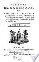 Journal oeconomique ou mémoires, notes et avis sur l'agriculture, les arts, le commerce
