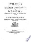 Journals of the House of Assembly of Lower-Canada