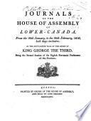 Journals of the House of Assembly of Lower-Canada