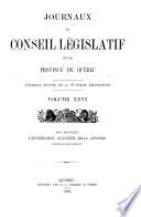 Journaux du conseil legislatif de la province de Quebec